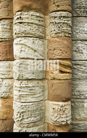 Detail of stone column, Whitby Abbey, North Yorkshire, England. Stock Photo