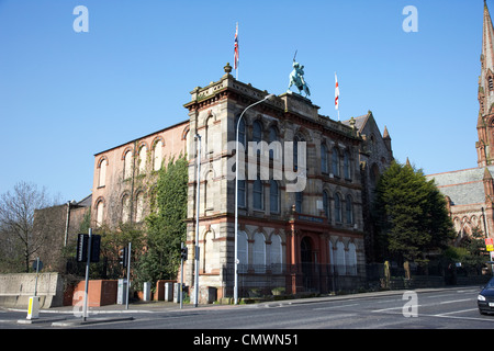 Clifton Street belfast Orange Hall with statue of king william on the top and stone facade Belfast Northern Ireland uk