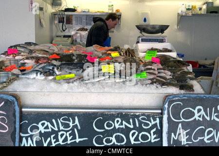 united kingdom west sussex littlehampton riverside fish shop a wet fish display Stock Photo