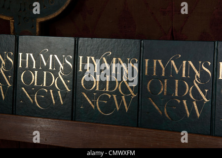 Hymn books in Swalcliffe church, Oxfordshire, England, UK Stock Photo