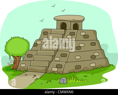 Illustration of a Mayan Pyramid Stock Photo