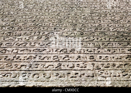 Sanskrit. Text on the ruins of the ancient capital of Sri Lanka Stock Photo