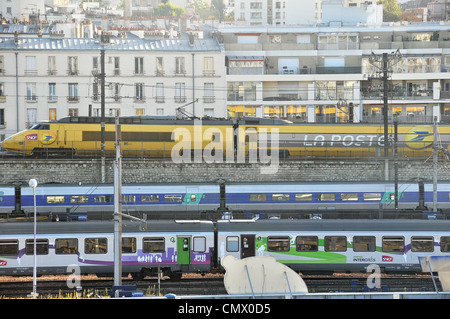 trains traffic near Lyon railway station Paris France Stock Photo