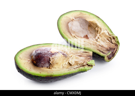 Bad avacado closeup on white background Stock Photo