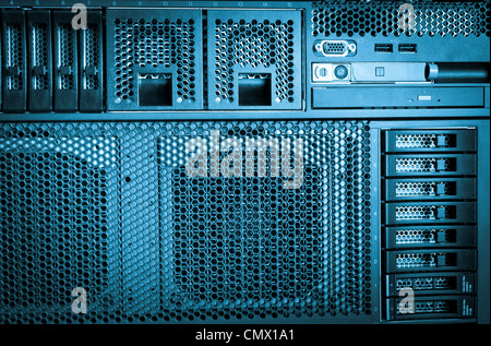 Detail of hard drive cluster in data center Stock Photo