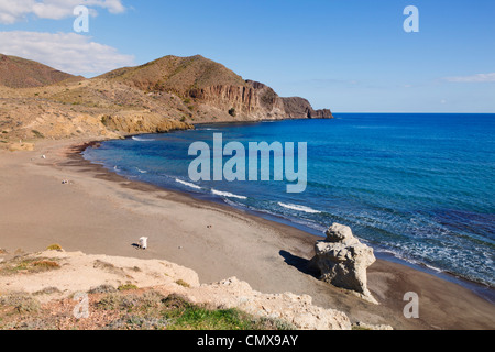 Beach at La Isleta del Moro also known as La Isleta, Cabo de Gata-Nijar Natural Park, Almeria Province, Spain. Stock Photo