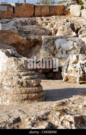 Slonta. Libya. View of the unique rock sculptures at a religious cult sanctuary made by the indigenous Libyan population. Stock Photo