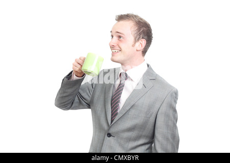 Business man drinking his coffee Stock Photo