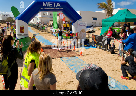 Triathlon taking place on the island of La Graciosa, Canary Islands, Spain Stock Photo