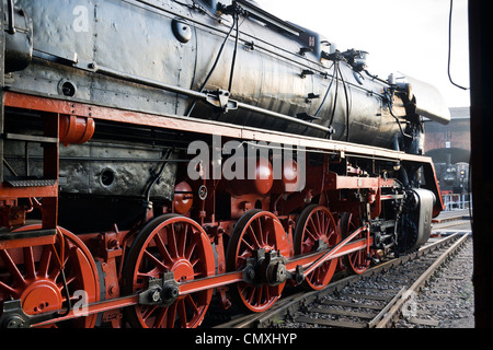 A German steam locomotive at Hilbersdorf Steam Shed near Chemnitz, Germany Stock Photo