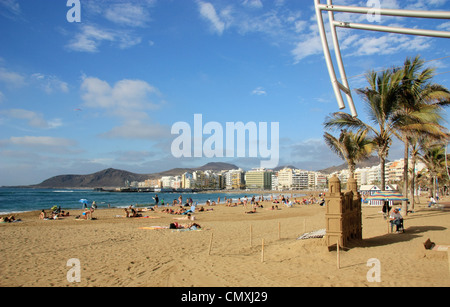 Las Canteras beach in Las Palmas on a sunny afternoon Stock Photo