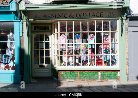 The Arsenic & Old Lace children's clothing shop in Whitstable, Kent. Stock Photo