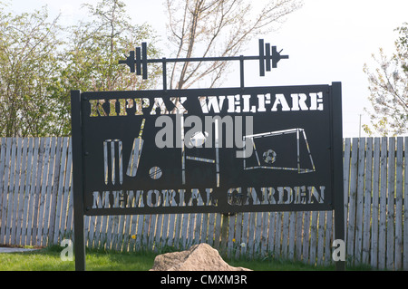 Kippax memorial welfare ground sign at Kippax Welfare Stock Photo