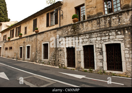 Wide shot of a medieval designed architecture of a neighborhood in Saint-Paul-de-Vence. Stock Photo