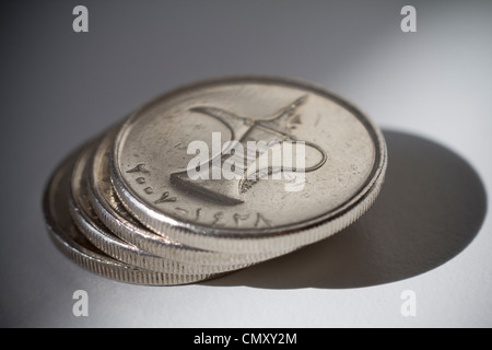 dirham coins of the united arab emirates Stock Photo