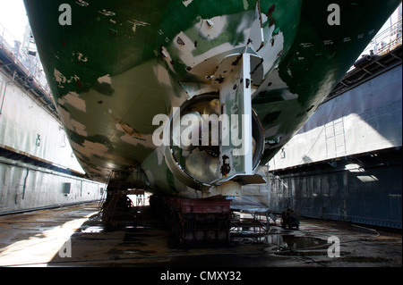 Type on a forage of the ship being in dock Stock Photo