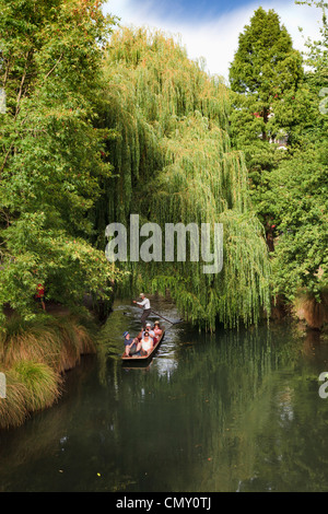 Christchurch New Zealand punting on the Avon River. Stock Photo