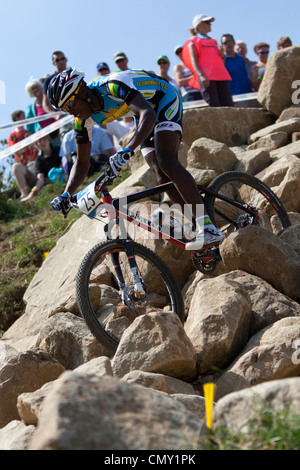 Adrien Niyonshuti of Rwanda at the Hadleigh Farm Mountain Bike ...