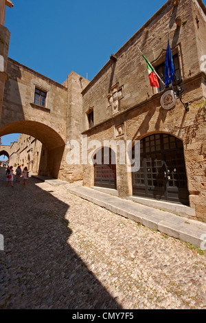 The Medieval Italian or Latin speaking lodge of the Avenue of the Knights of St John , Rhodes old town Stock Photo