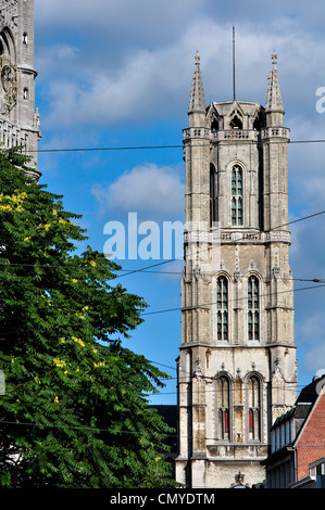 Belgium, Flanders, Ghent, St. Bavo Cathedral, St. Baafskathedraal, Belfry Stock Photo