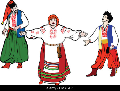 a group of people in the Ukrainian national costumes Stock Photo
