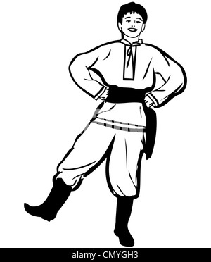 sketch of a guy dancing in boots trousers shirt Stock Photo