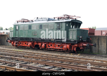 German Electric locomotive at Hilbersdorf Steam Shed, Germany Stock Photo