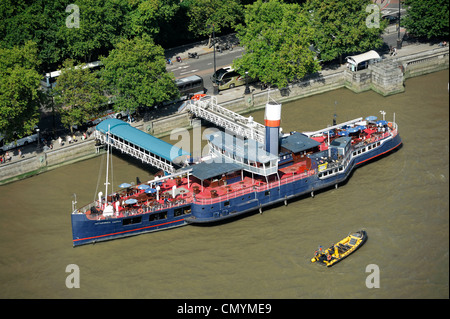 United Kingdom, London, Thames, PS Tattershall Castle boat converted into a Floating Pub and Restaurant Stock Photo