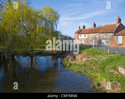 Burnham Overy River Burn cottages Norfolk East Anglia England UK pretty ...