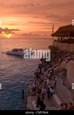 Jamaica Negril Rick´s Cafe open air bar viewpoint at sunset Stock Photo