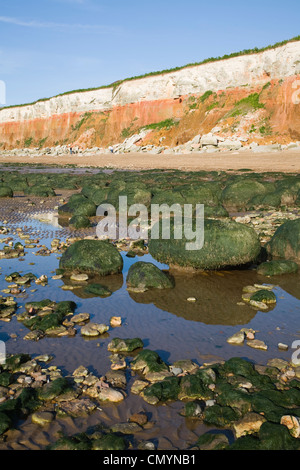 Red and white striped cliffs Hunstanton, Norfolk, England Stock Photo