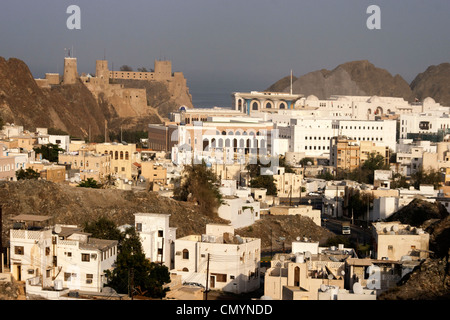 Oman Muscat Sultans Palace and Al Mirani Fort viewpoint Stock Photo