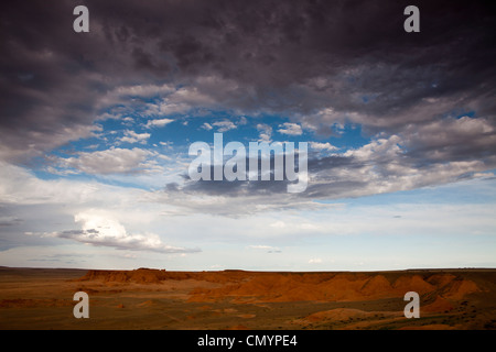 Landscape of Bayanzag ('Flaming Cliffs'), Gobi desert area , Mongolia Stock Photo