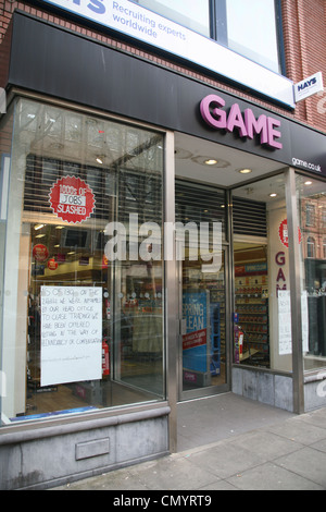 Game store on Dawson Street after it closed following the computer games group collapsed into administration Stock Photo