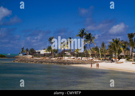 Private beach of Luxery Hotel Four Seasons in Ananhita, Mauritius, Africa Stock Photo