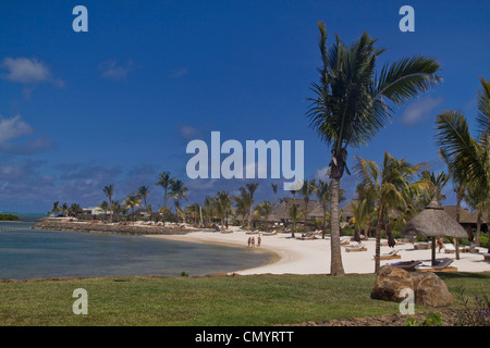 Private beach of Luxery Hotel Four Seasons in Ananhita, Mauritius, Africa Stock Photo