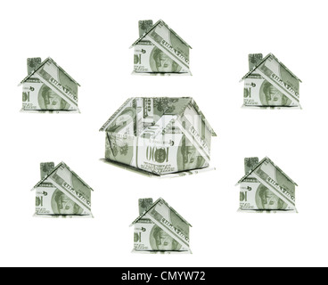 Miniature Banknote Houses Stock Photo