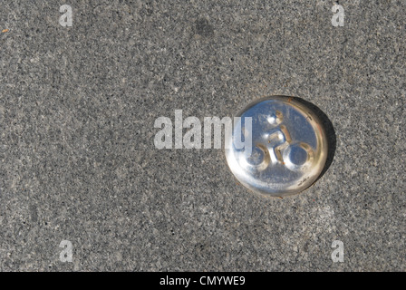 Bike Path Marker in Seville, Spain Stock Photo