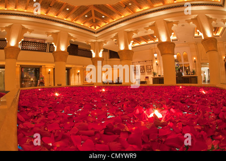 Roses in the Lobby of Medinat Jumeirah, Dubai, United Arab Emirates Stock Photo