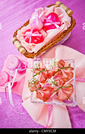 decorated piece of ham on the table Stock Photo