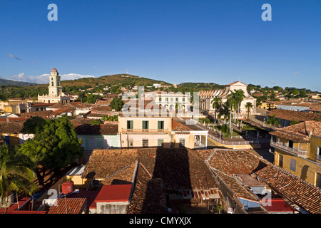 Panoramic view over Trinidad, Plaza Mayor, Convent de San Francisco, Cuba, Greater Antilles, Antilles, Carribean, West Indies, C Stock Photo