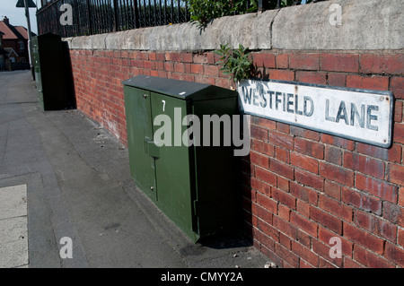 Digital telephone exchange box, Westfield Lane, Kippax Stock Photo