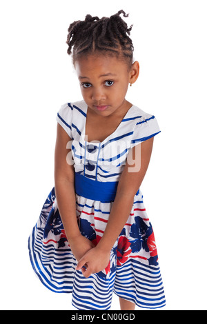 Portrait of a cute little african american girl, isolated on white background Stock Photo