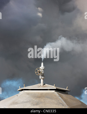 Steaming boreholes at  The Hellisheidi Geothermal Power Plant, Iceland Stock Photo