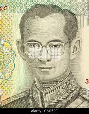 King Rama IX (born 1927) on 20 Baht 2011 Banknote from Thailand. King of Thailand. Stock Photo