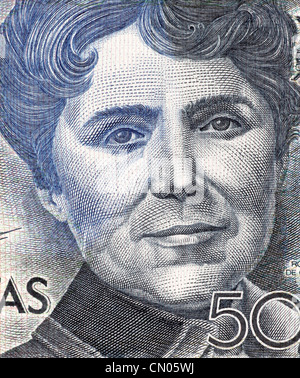 Rosalia de Castro (1837-1885) on 500 Pesetas 1979 Banknote From Spain. Galician romanticist writer and poet. Stock Photo