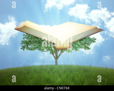 The tree of knowledge concept illustration Stock Photo
