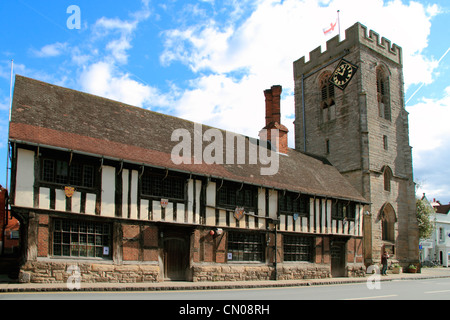 England Warwickshire Henley-in-Arden Guildhall & St.Johns church Stock Photo