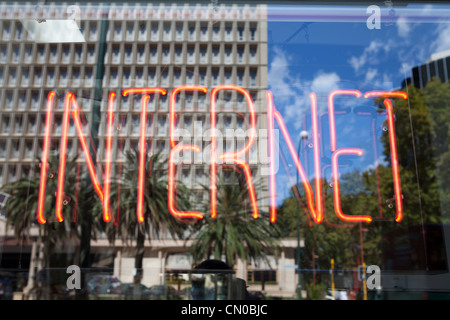 Internet neon sign in a shop window Stock Photo