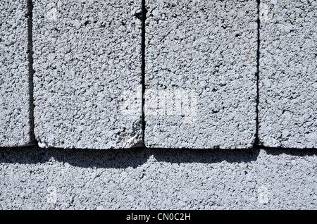 Closer detail of stacked concrete building blocks on construction site. Metaphor UK construction industry, construction supplies, building materials. Stock Photo